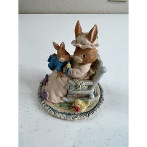 Vintage‎ Roman Inc. Home Decorative Ceramic Easter Bunny Rabbit Family Figurine